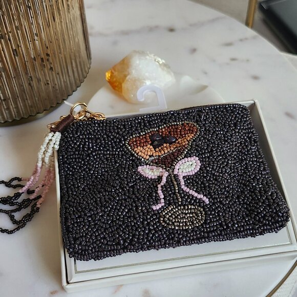 Beaded Espresso Martini Pouch / Keyholder NEW - Picture 2 of 5